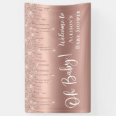 ベビーシャワーバラ金ゴールドグリッターウェルカム 横断幕 (縦)