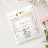 ベビーシャワーバラ金ゴールドグリッターゾウ風船 フェイバーバッグ (封をした状態)