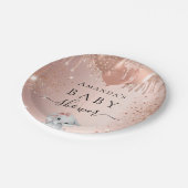 ベビーシャワーバラ金ゴールドグリッターゾウ風船 ペーパープレート (アングル)