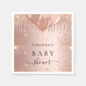 ベビーシャワーバラ金ゴールドグリッターバルーン女の子 スタンダードカクテルナプキン (正面)