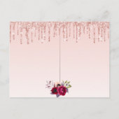 ベビーシャワーバラ金ゴールドグリッターピンク招待 ポストカード (裏面)