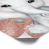 ベビーシャワーバラ金ゴールドグリッター象ガール ポスター (コーナー)