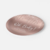 ベビーシャワーバラ金ゴールドグリッター ペーパープレート (アングル)