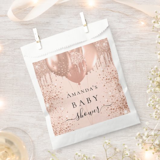 ベビーシャワーバラ金ゴールドゾウ風船 フェイバーバッグ (クリップ留めされた状態)