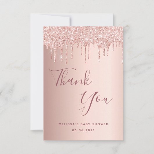 ベビーシャワーバラ金ゴールドドリップスガール サンキューカード (正面)