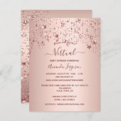 ベビーシャワーバラ金ゴールドドリップスターバーチャル ポストカード (正面/裏面)