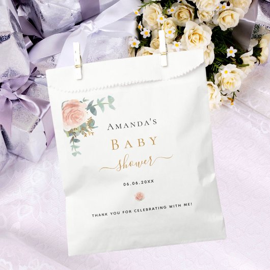 ベビーシャワーバラ金ゴールドフローラユーカリエレガント フェイバーバッグ