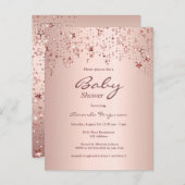 ベビーシャワーバラ金ゴールド滴星の招待 ポストカード (正面/裏面)
