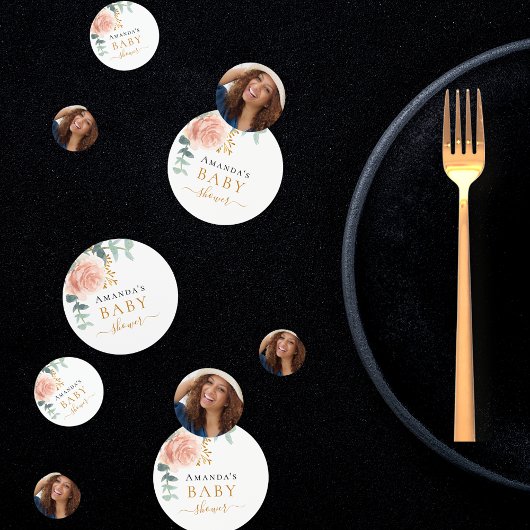 ベビーシャワーバラ金ゴールド花写真 コンフェッティ