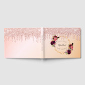 ベビーシャワーバラ金ゴールド花幾何学的グリッター ゲストブック (全面)