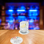 ベビーシャワーバラ金ゴールド花緑 ラウンドペーパーコースター