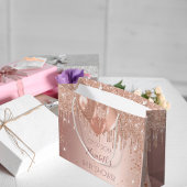 ベビーシャワーバラ金ゴールド赤面グリッターが風船を乾燥 ラージペーパーバッグ