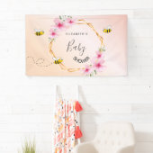 ベビーシャワーバラ金ゴールド赤面ピンクフローラママへビー 横断幕 (インサイチュ)