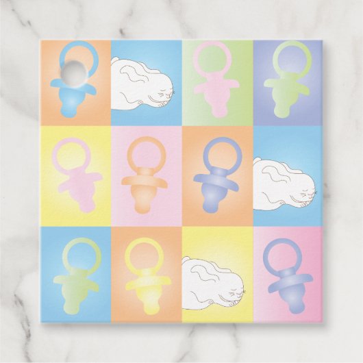 ベビーシャワーパシバニーメッセージカード フェイバータグ (正面)