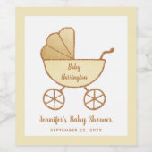 ベビーシャワーパステルイエローレトロキャリッジ ワインラベル (シングルラベル)