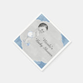 ベビーシャワーパステルブルーヴィンテージリトルボーイ スタンダードカクテルナプキン (角)