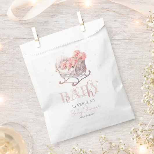 ベビーシャワーパステルベビーバスケット フェイバーバッグ (クリップ留めされた状態)