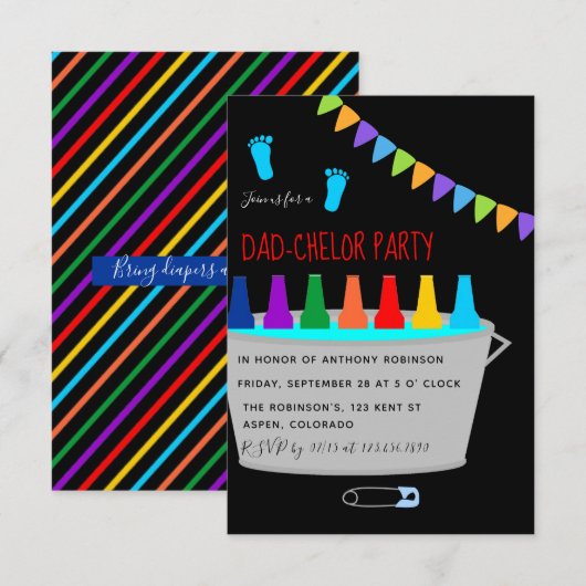 ベビーシャワーパパチェロ ビール樽パーティー 招待状 (正面/裏面)