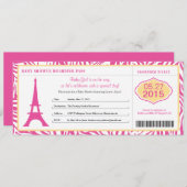 ベビーシャワーパリ航空券 招待状 (正面/裏面)