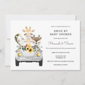 ベビーシャワーパレードで動く動物 招待状 (正面)