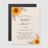 ベビーシャワーパンパスグラスサンフラワー贅沢 マグネット招待状 (正面/裏面)