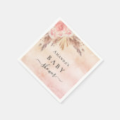 ベビーシャワーパンパスグラスバラ金ゴールドピンクフローラ スタンダードカクテルナプキン (角)