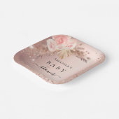 ベビーシャワーパンパスグラスバラ金ゴールドフローラグリッター ペーパープレート (傾斜あり)