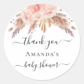 ベビーシャワーパンパスグラスバラ金ゴールド赤面フローラ ラウンドシール (正面)