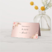 ベビーシャワーパンパスグラスバラ金ゴールド赤面花模様 プレイスカード (裏面)