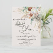 ベビーシャワーパンパスグラスボホウォーター色 招待状 (スタンド正面)