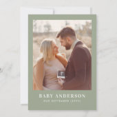 ベビーシャワーパンパスグラス モダンなサググリーン 写真 招待状 (裏面)