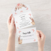 ベビーシャワーパンパスバタフライフローラオムツラッフル オールインワン招待状 (貼ってはがせる)