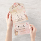 ベビーシャワーパンパスバタフライフローラオムツラッフル オールインワン招待状 (貼ってはがせる)