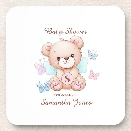 ベビーシャワーパーソナライズされた懸命プラスチックコースター コースター (正面)