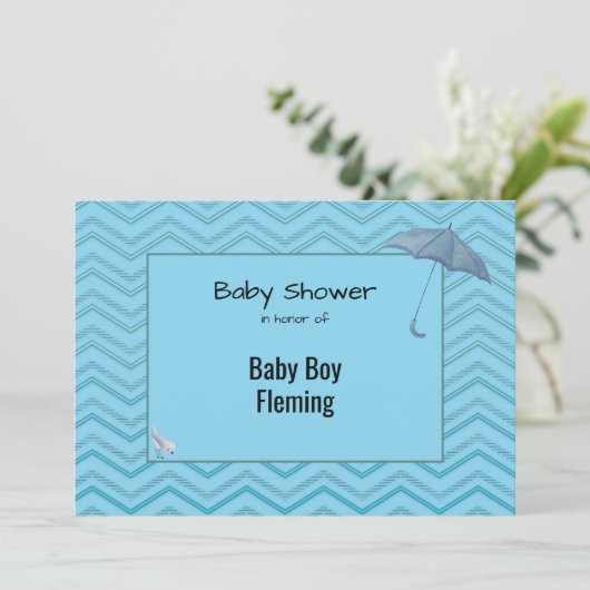 ベビーシャワーパーソナライズされた男の赤ちゃん招待状 招待状 (スタンド正面)