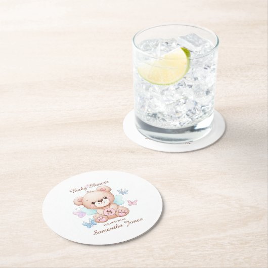 ベビーシャワーパーソナライズされた紙コースター ラウンドペーパーコースター (インサイチュ)