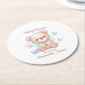 ベビーシャワーパーソナライズされた紙コースター ラウンドペーパーコースター (アングル)