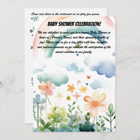 ベビーシャワーパーティの招待状 招待状 (正面/裏面)