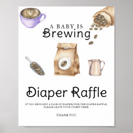 ベビーシャワーパーティーのおむつくじ用コーヒーギフト Baby is brewing coffee ポスター