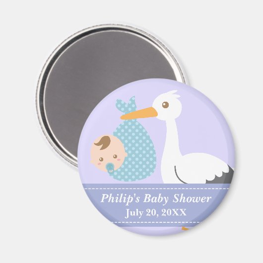 ベビーシャワーパーティーのお気に入り – Stork Delivers男の赤ちゃん マグネット (正面/裏面)