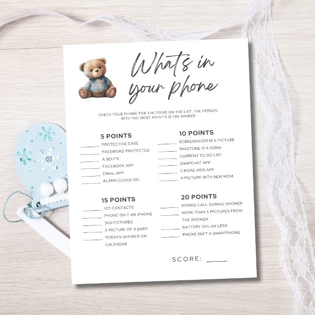 ベビーシャワーパーティーのゲーム 男の子 その1 スマホの中身予想 (Baby Shower Game for Baby Boy Shower Baby Bear. What's in your phone)
