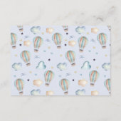 ベビーシャワーパーティーのホットエアバルーンアドバイス エンクロージャーカード (裏面)