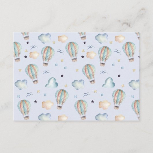 ベビーシャワーパーティーのホットエアバルーンアドバイス エンクロージャーカード (裏面)