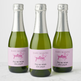 ベビーシャワーパーティーの記念品 ベビーメイキングポーション ピンク ミニボトル スパークリングワインラベル
