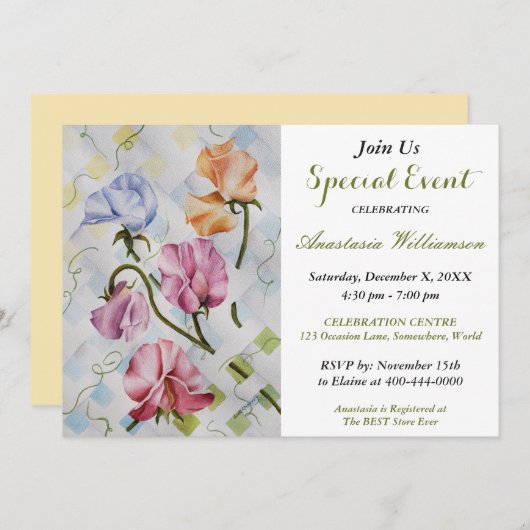 ベビーシャワーパーティーイベント招待状 招待状 (正面/裏面)