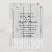 ベビーシャワーパーティーグレーウッドレース招待状 招待状 (正面/裏面)