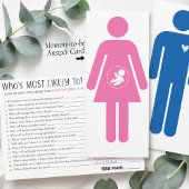 ベビーシャワーパーティーゲーム「Who's Most Likely To」ママ用カード 招待状