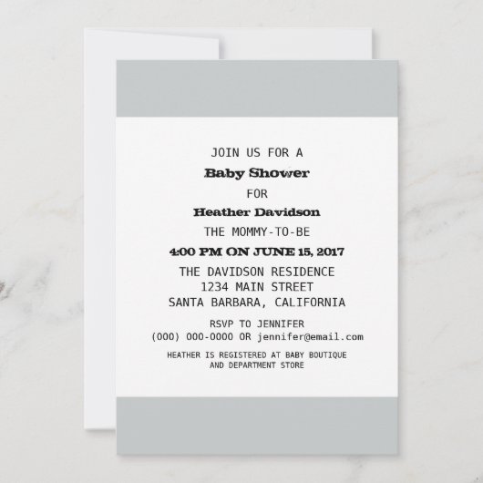 ベビーシャワーパーティーテンプレート 招待状 (正面)