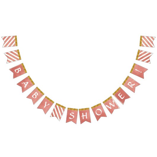 ベビーシャワーパーティーデコーラルフェイク金ゴールドグリッター バンティングフラッグ (全)