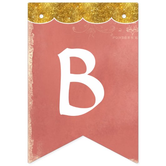 ベビーシャワーパーティーデコーラルフェイク金ゴールドグリッター バンティングフラッグ (第3の旗)